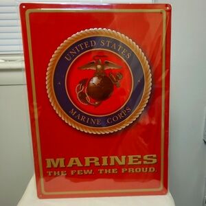 United States Marines Licensed Novelty Hem Wrapped Embossed Metal Tin Po…